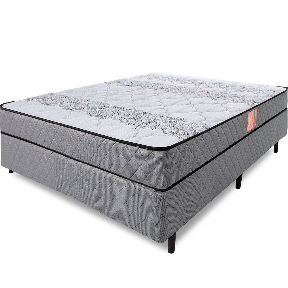 Cama Box com Colchão Casal Ortopédico Firme Espuma D33 Antialérgico BF Colchões