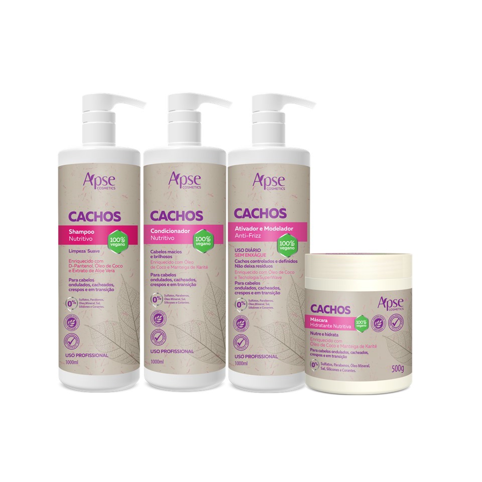 Kit Shampoo, Condicionador, Ativador E Máscara Cachos – Apse