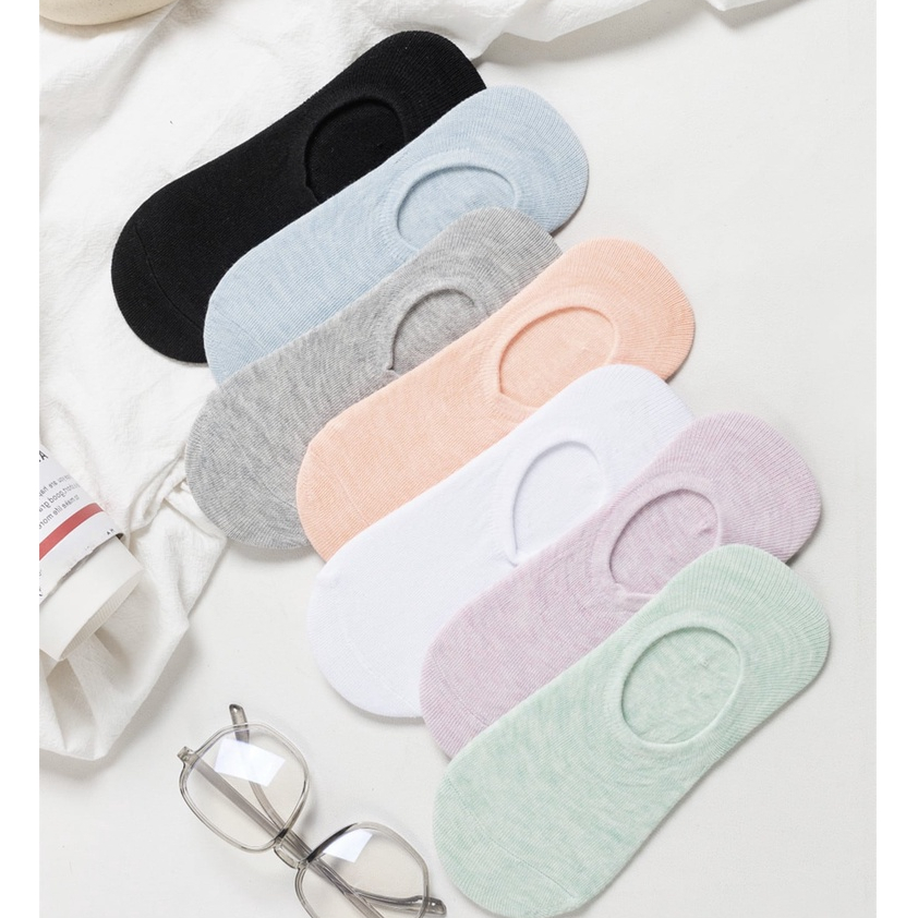 Kit 5 pares de meia Feminina Invisível cano curto não aparece lisa sortidas