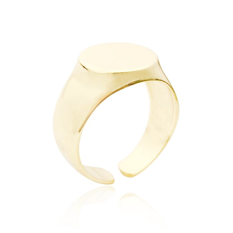 Anel Feminino Ajustável Polido Banhado a Ouro 24k