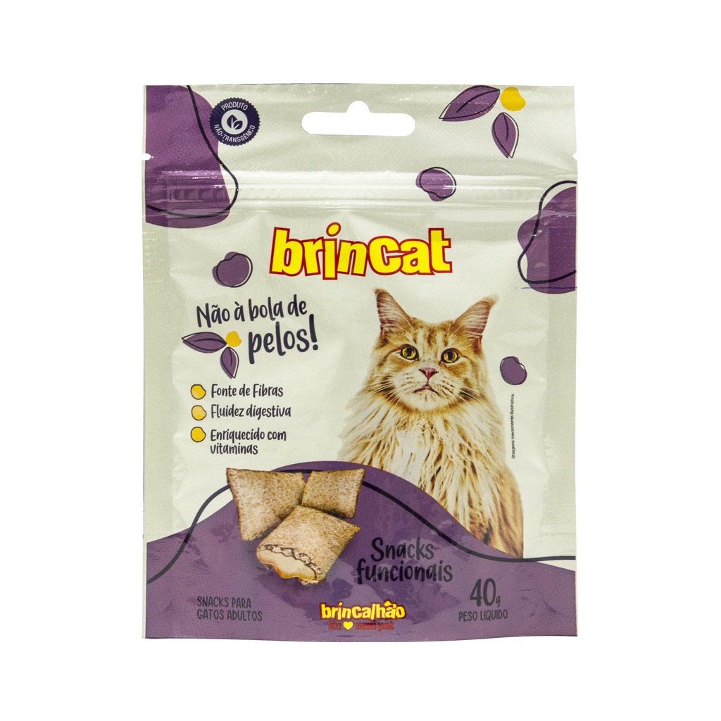 Petisco Sachê para Gatos Snacks Funcionais Brincat Não À Bola de Pelos Brincalhão 40g