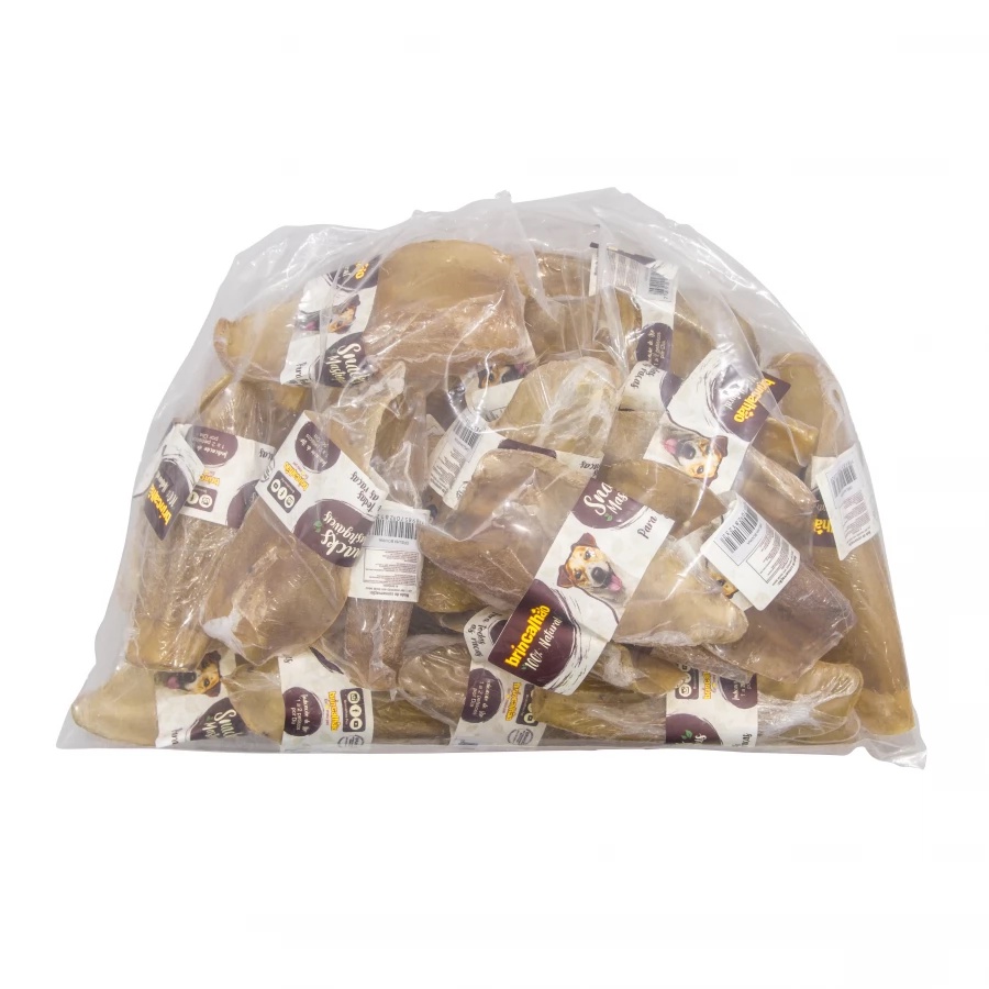 Petisco para Cachorro Orelha Bovina Antiestresse Brincalhão com 24 Unidades