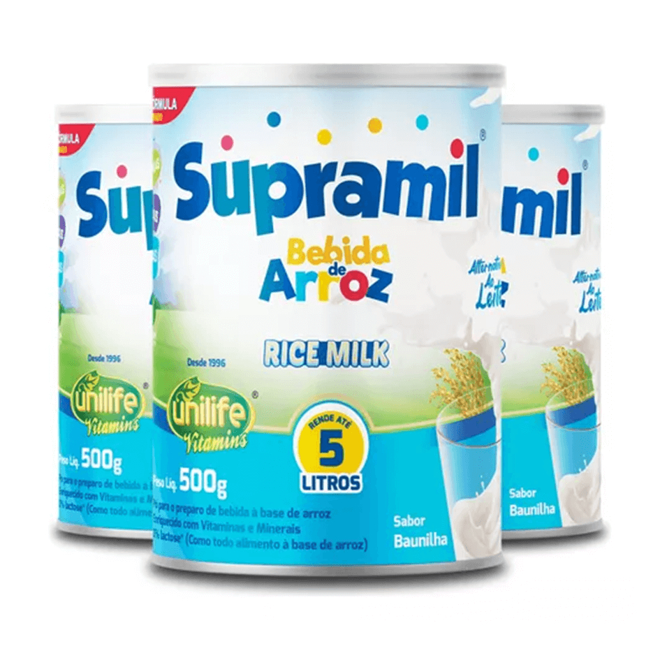 Kit 3 Bebida de Arroz Kids S/ Lactose – Baunilha 500g Unilife