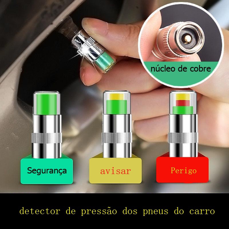 Tampa De Monitoramento De Pressão De Pneus De Carro De 4 Peças Instrumento Núcleo Da Válvula Do Bico
