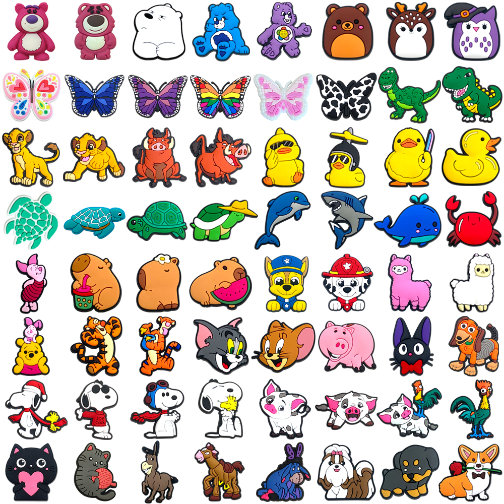 MEIDJ Encantos De Sapato Desenhos Animados Animais Padrões 100 Decorações Acessórios De PVC Com Botã