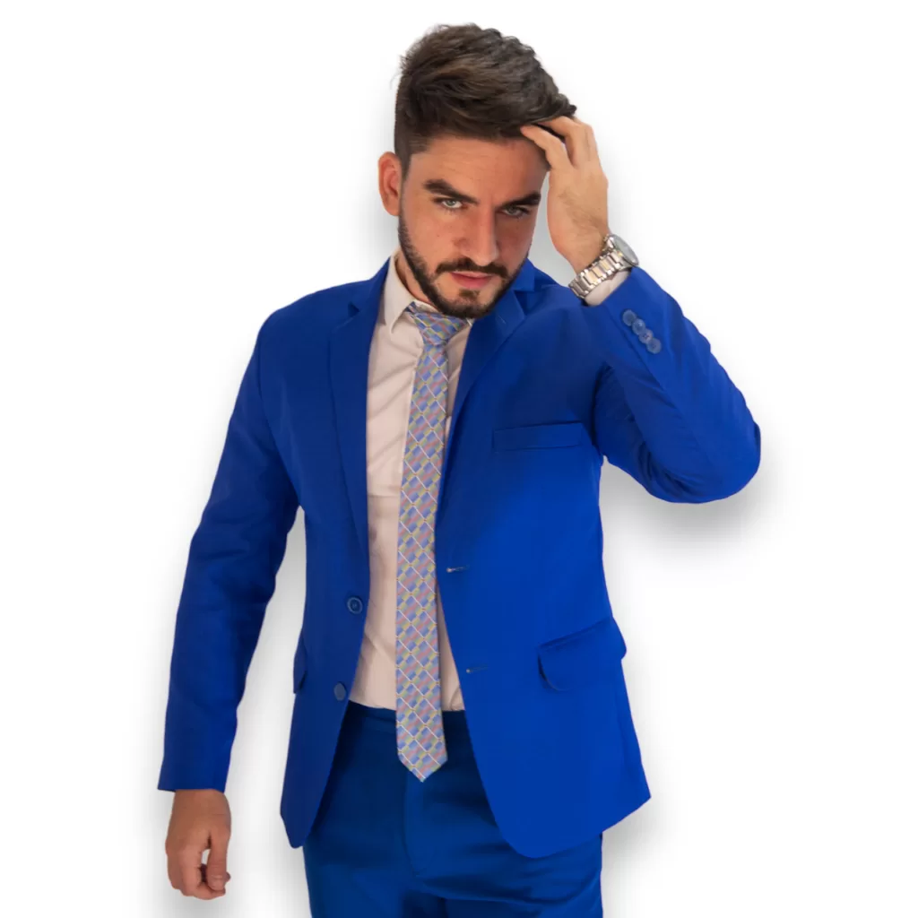 Terno Slim Azul Masculino Em Oxford Preço De Atacado Promoção