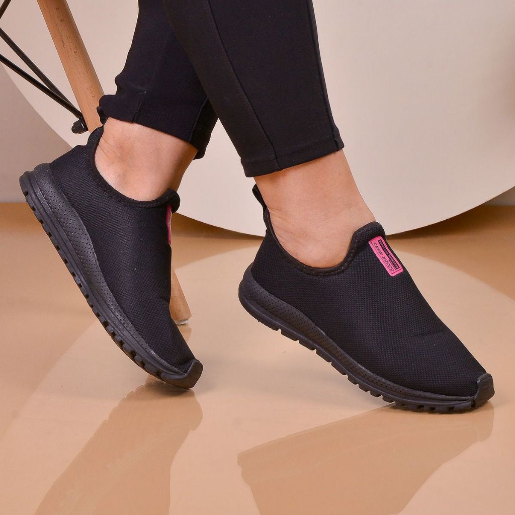Tênis Meia Feminino Calce Fácil Ortopédico Academia Sneaker Slip On Sem cadarço Esportivo Casual Co