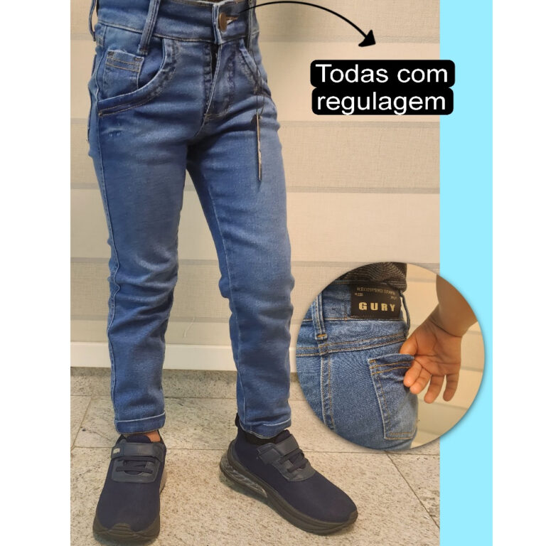 Calça Jeans Infantil Masculina Com Regulagem Prem