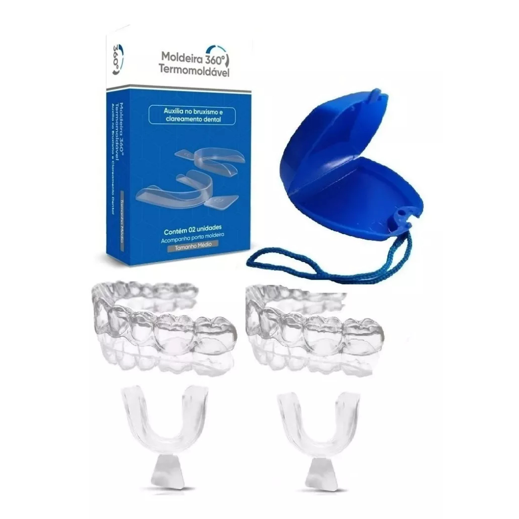 Caixa 360 Completa Kit Moldeira Protetor Bucal Ranger Dos Dentes bruxismo + Estojo Cores