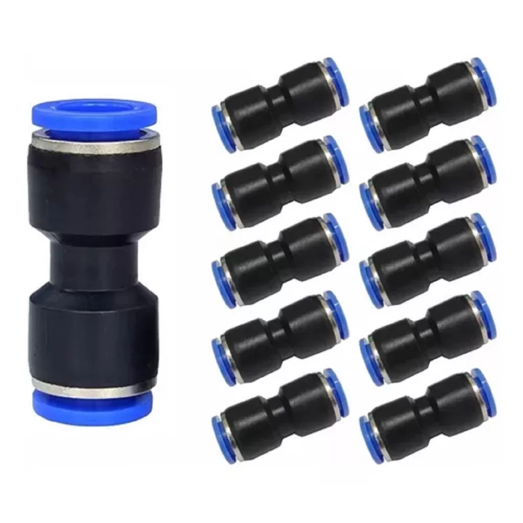 10 Conexão Pneumática União Reta TUBO X TUBO 6mm