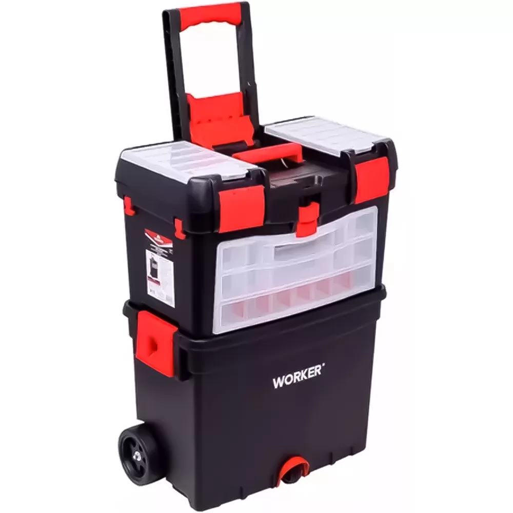 Carrinho Caixa De Ferramentas Plástico Com Rodinha Alça Organizador 18 Pol.  Resistente Profissional