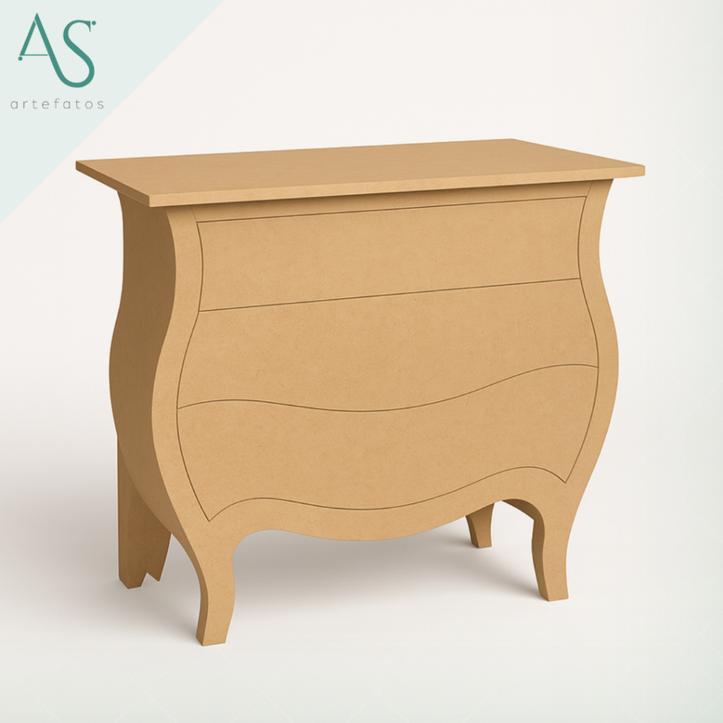 Mesa de Festa Comoda Madeira Mdf Bombe Fake Cru