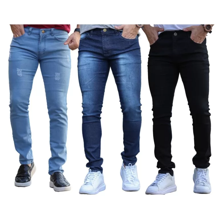 Kit 3 Calças Jeans Skinny Com Lycra Lavagens Mode