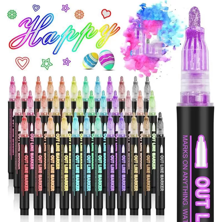 Kit Caneta Outline Marker Metálica Linha Dupla Ar