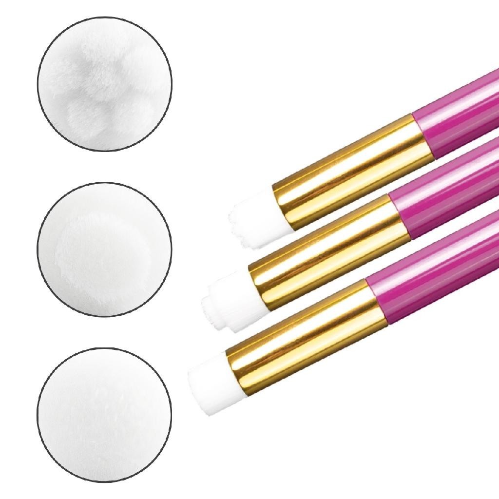 Kit 3 Pincéis Limpeza de Alongamento de Cílios Makeup Argila Extensionista Lash Designer Higienizaçã