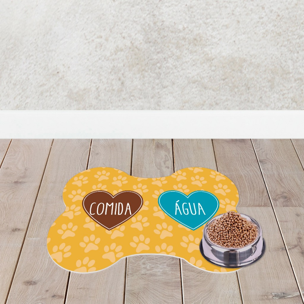 TAPETE PARA CACHORRO CÃO E GATO PET COMEDOURO OSSOS 47X33