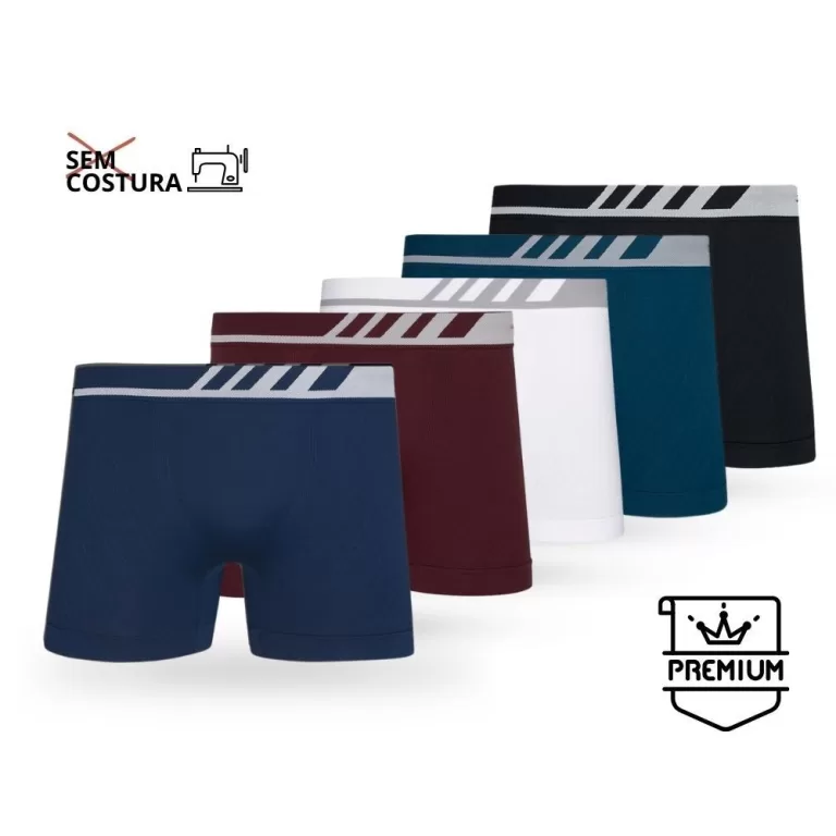 Kit com 5 Cuecas Boxer Adulto Masculinas Microfibr