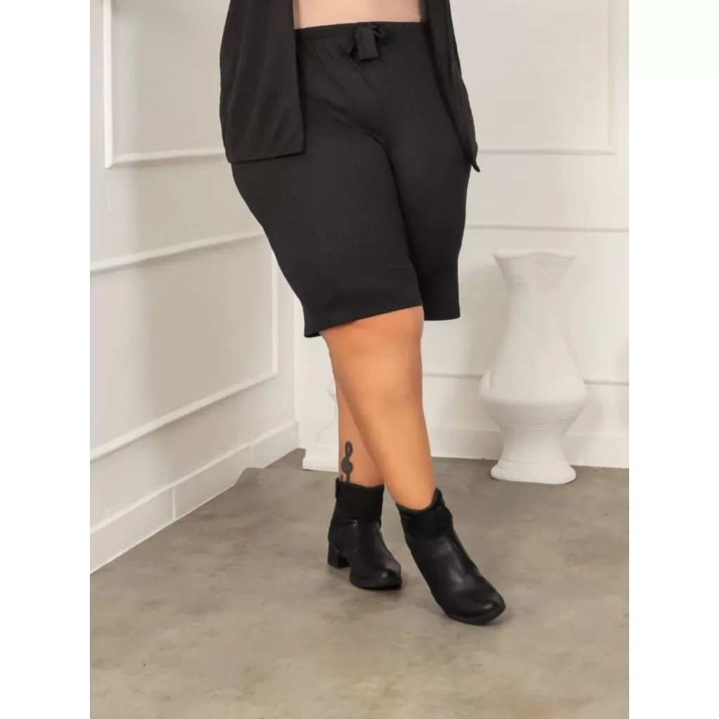 Bermuda Plus Size Canelada Feminina Super Confortável Senhora