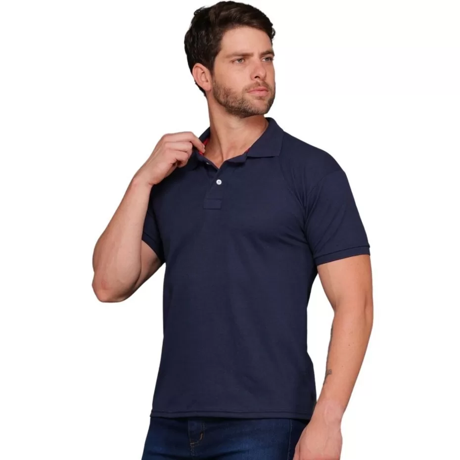 Camisa Polo Masculina Básica Manga Curta Algodão Camiseta