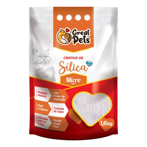 Areia Gato Great Pets 1,6kg Sílica Fina