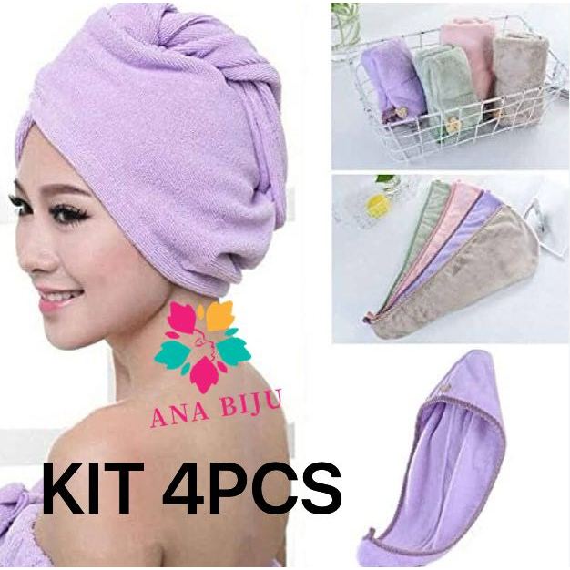 KIT 4 PCS Toalha De Cabelo Banho Toalha Grossa Má