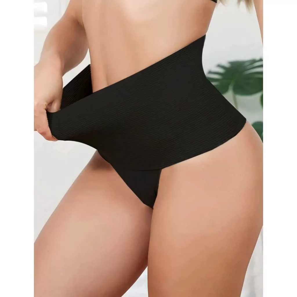 Calcinha Cinta Elástica Seca Barriga Modela Alta Compressão Cós Alto Afina Cintura Modela Bumbum