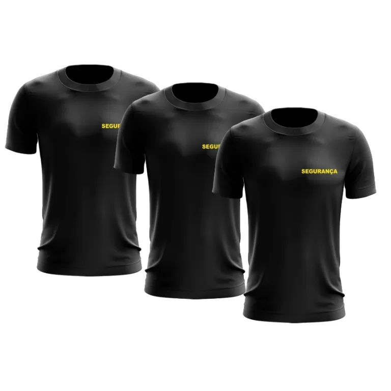 Kit 3 Camiseta Preta Logo Uniforme Profissional Em