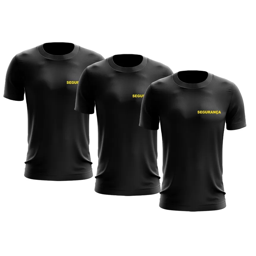 Kit 3 Camiseta Preta Logo Uniforme Profissional Empresa de Segurança Fardamento Farda