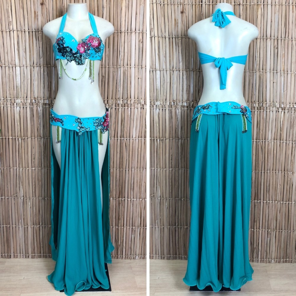 [Liquidação] Dança do Ventre Traje Bordado Completo – Pronta Entrega – TPCL-797