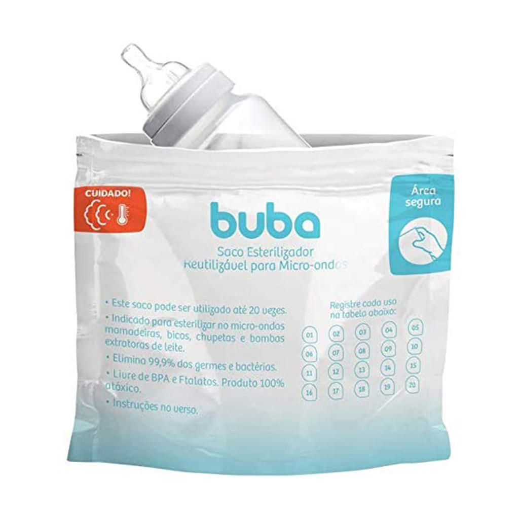 Saco Esterilizador Reutilizável Para Microondas Buba 6 Unid