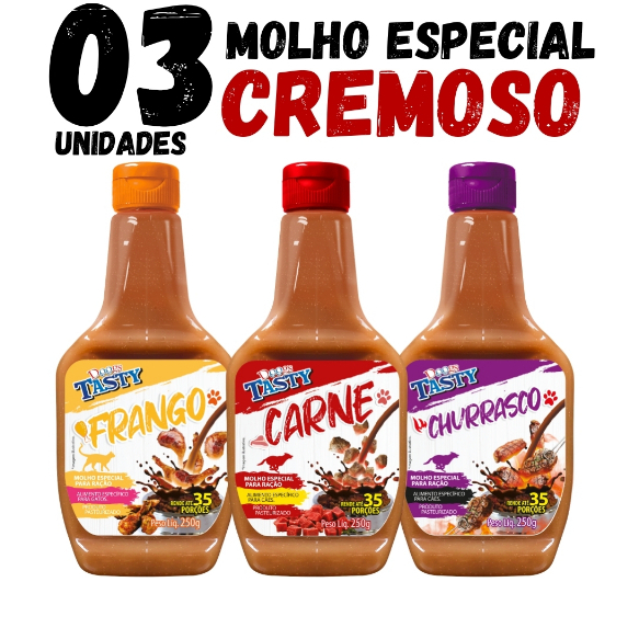 Kit 3un Molho Especial Para Ração Cães Cremoso 