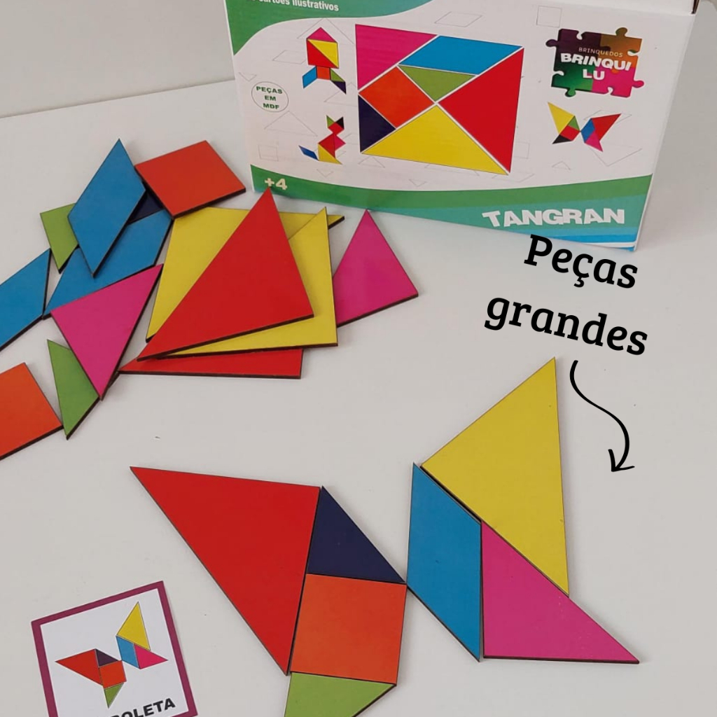 Tangran Brinquedos Pedagógicos Educativos BrinquiLu Madeira
