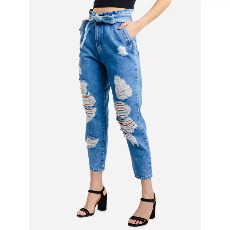 Sawary Calça Feminina Jeans Mom Azul