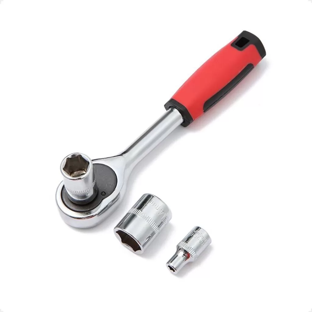 46 Peças Vermelho Maleta Ferramentas Kit Chaves Jogo Catraca Reversível Soquetes