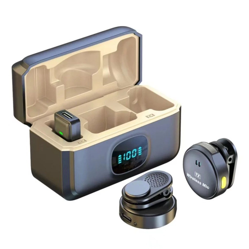 Microfone De Lapela Sem Fio Para iPhone/Android Type-c  C/ Cancelamento De Ruído P/ Gravação de víde