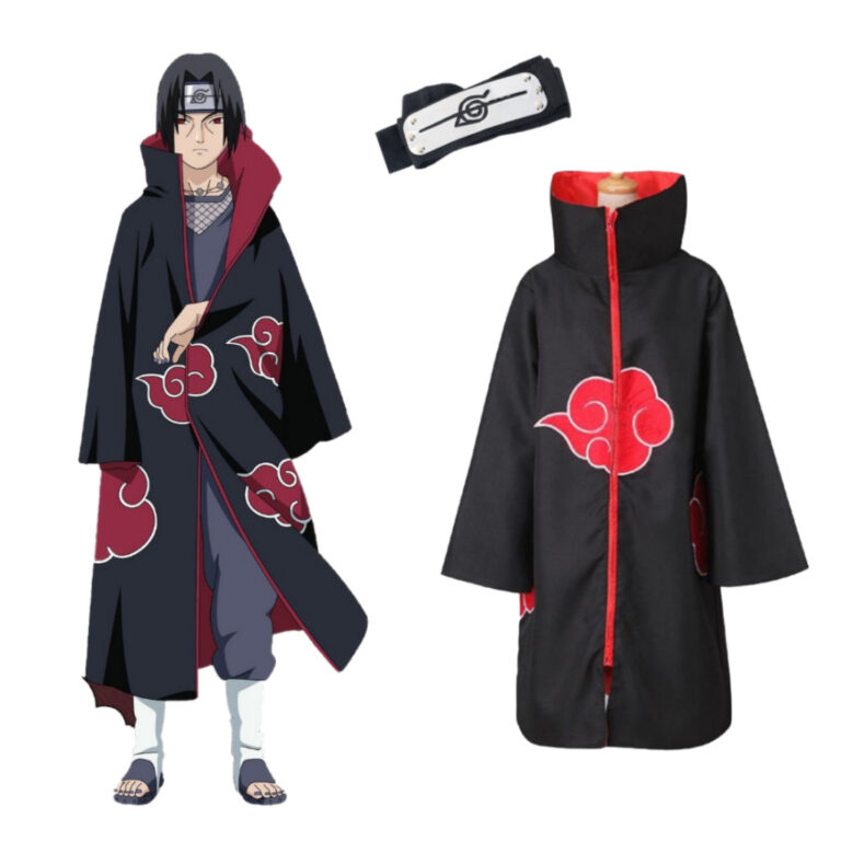 Kit Akatsuki Capa + Bandana Itachi Uchiha Folha Re