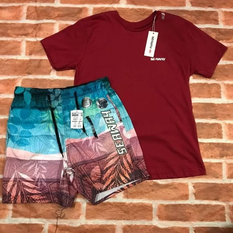 Conjunto camisa e shorts Mauricinho Seaway top Blusa fio 30.1 P M G GG