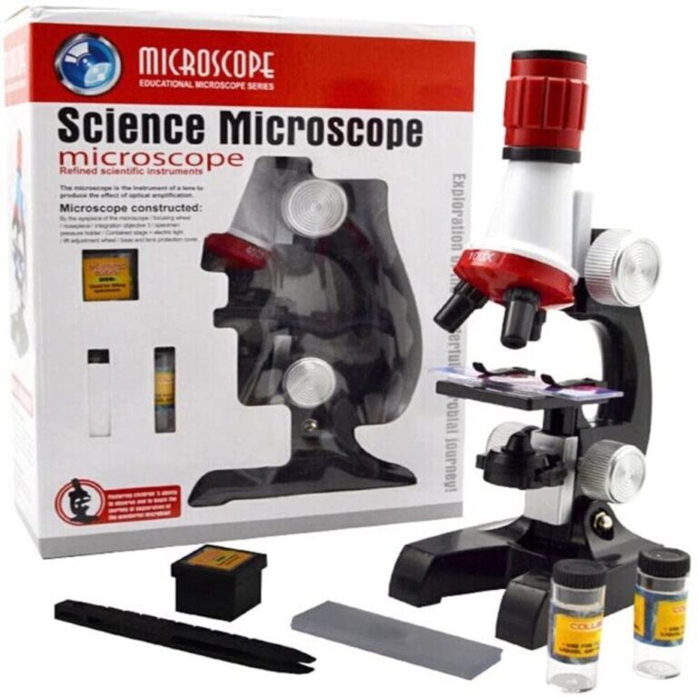 Microscópio Educacional LED 100X 400X 1200X Kit C