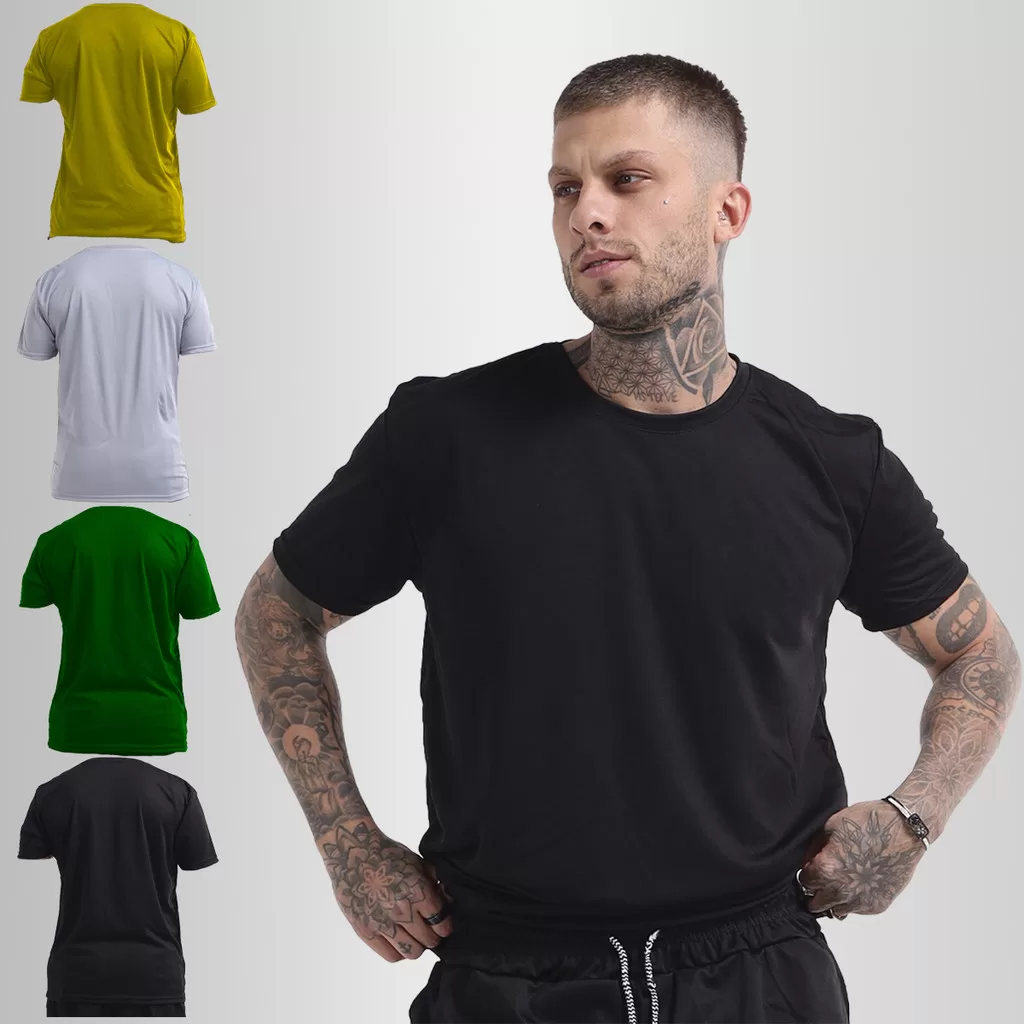 Kit 5 Camisas Academia Masculina Básica Dry Fit Tradicional