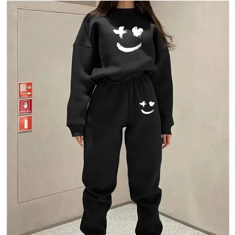Conjunto De Duas Peças Moletom Estampa Sorriso St