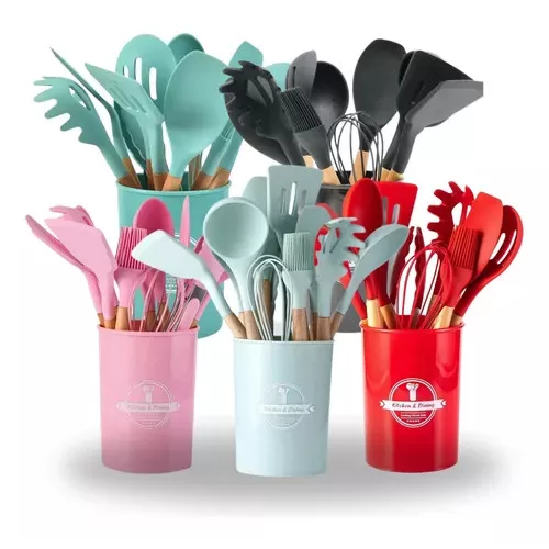 Kit Jogo de Cozinha Silicone, Utensílios e Copo S