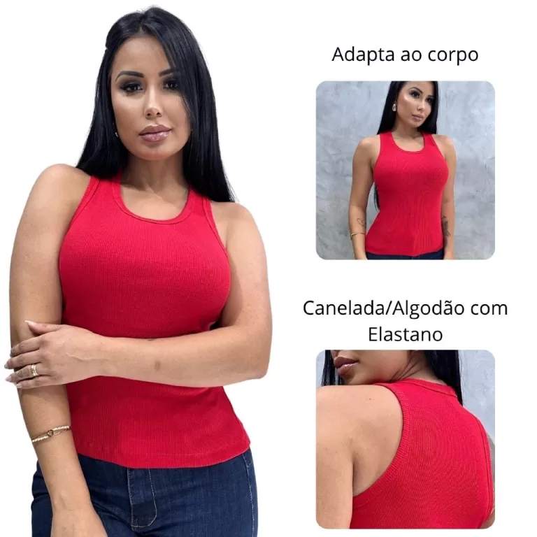 Blusa Feminina Regata Canelada Estilosa Algodão c