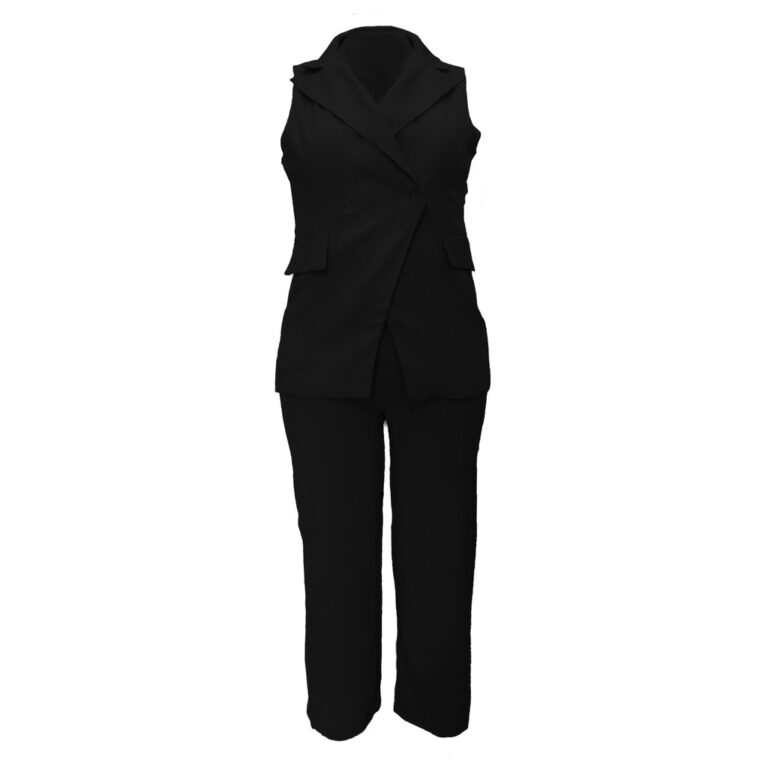conjunto social feminino de calça e colete alfaia