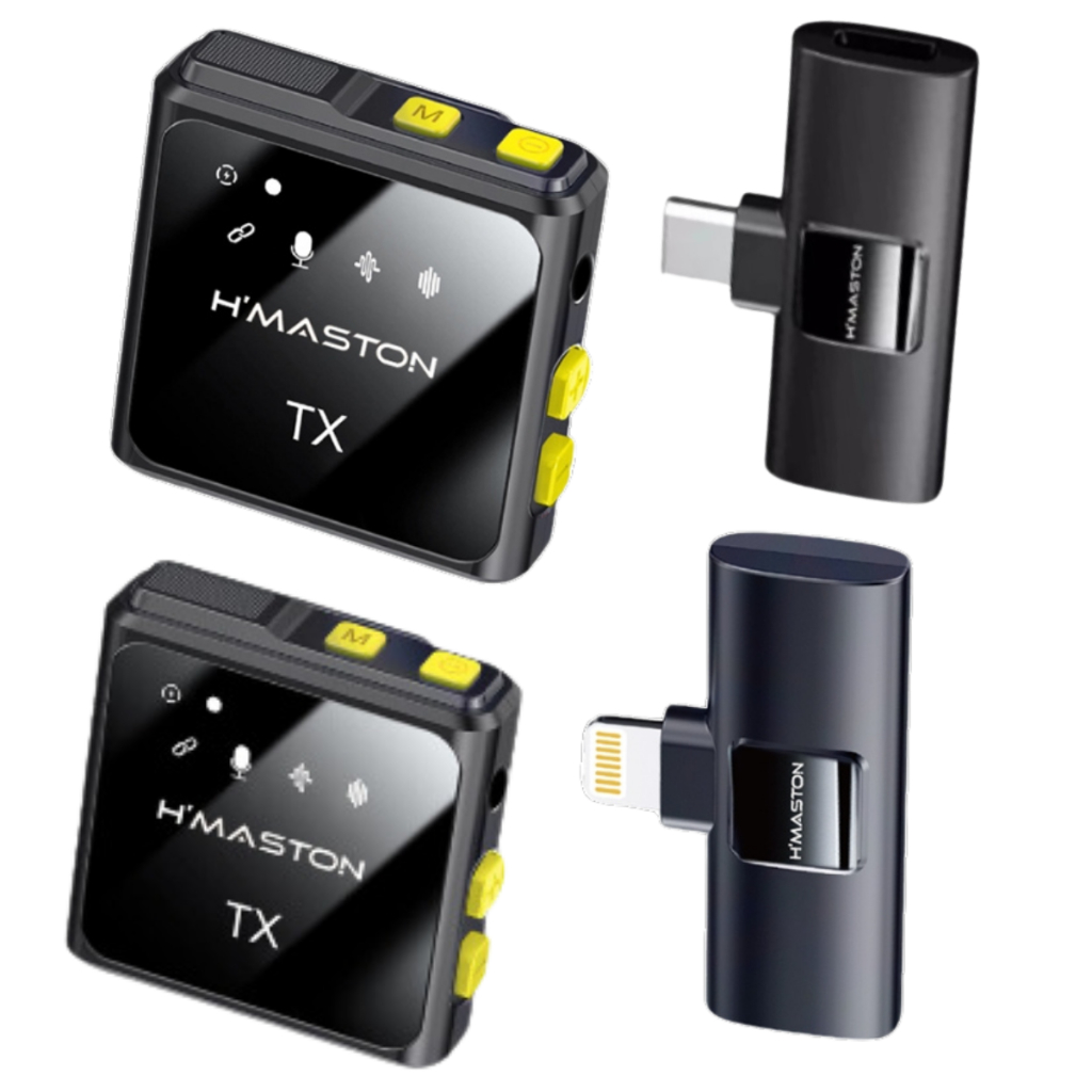 Microfone De Lapela Profissional Duplo Sem Fio – Anti Ruído Tipo-C Celular Tablet