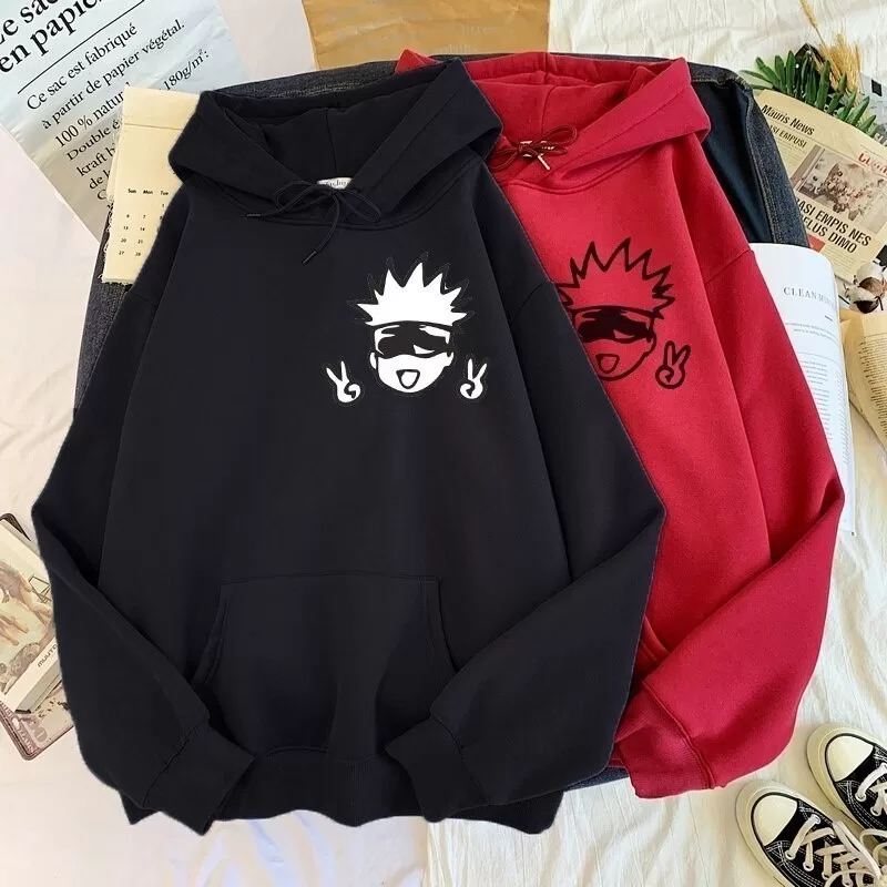Blusa Moletom Canguru Satoru Gojo Capuz Bolso Malha 100% Algodão Aquecido Quente Jujutsu Kaisen