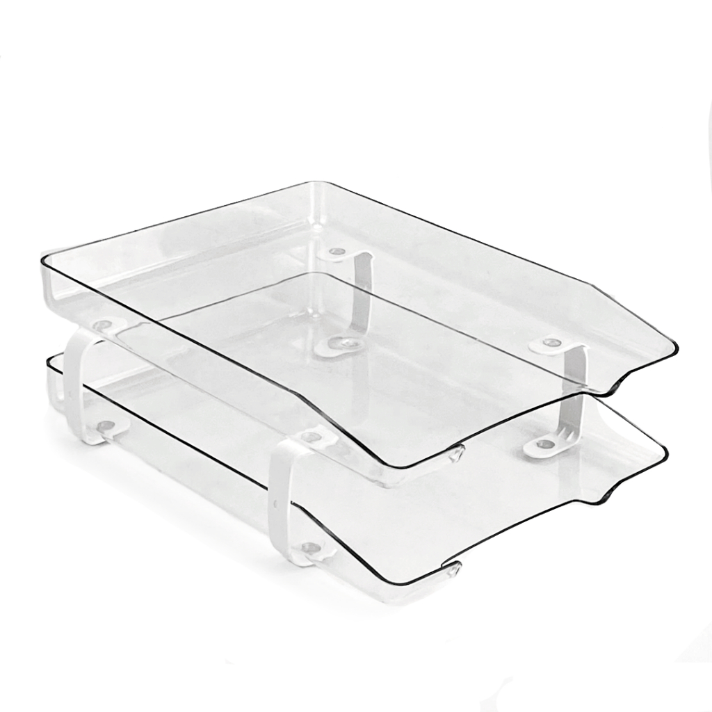 Caixa Bandeja Correspondência Organizadora Dupla Cristal Sustentável com Estilo