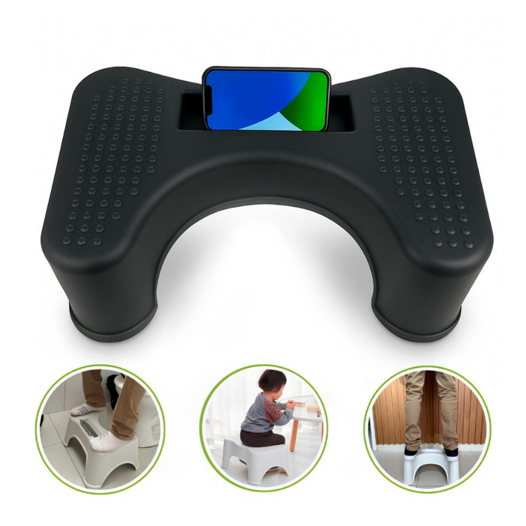 Banquinho De Cócoras Apoio De Pé Vaso Sanitário Banheiro Preto