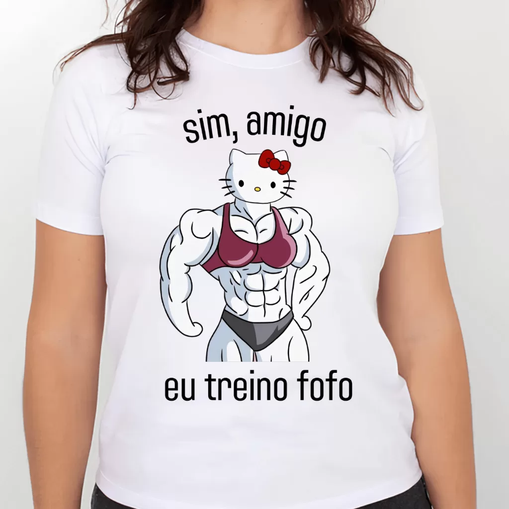 Camiseta Hello Kitty Academia Meme – sim amigo eu treino fofo