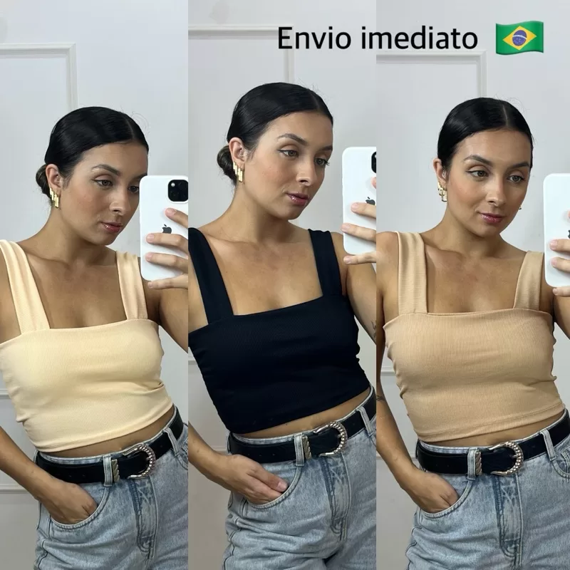 Cropped Blusa Feminina Canelada Ribanna Moda Blogueira Adulto