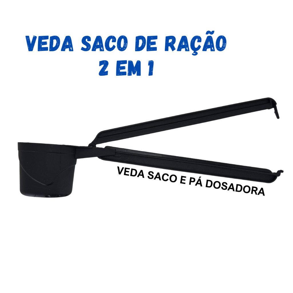 Pá Dosadora Para Ração 2 em 1 Pá Dosadora E Veda Saco Prendedor Para Sacos Pet – Furacão Pet